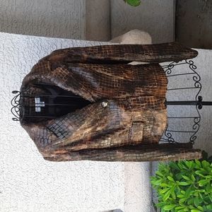 Vintage Lena Gabrielle New York Brown Blazer Jacket  Sz 12 Faux Alligator